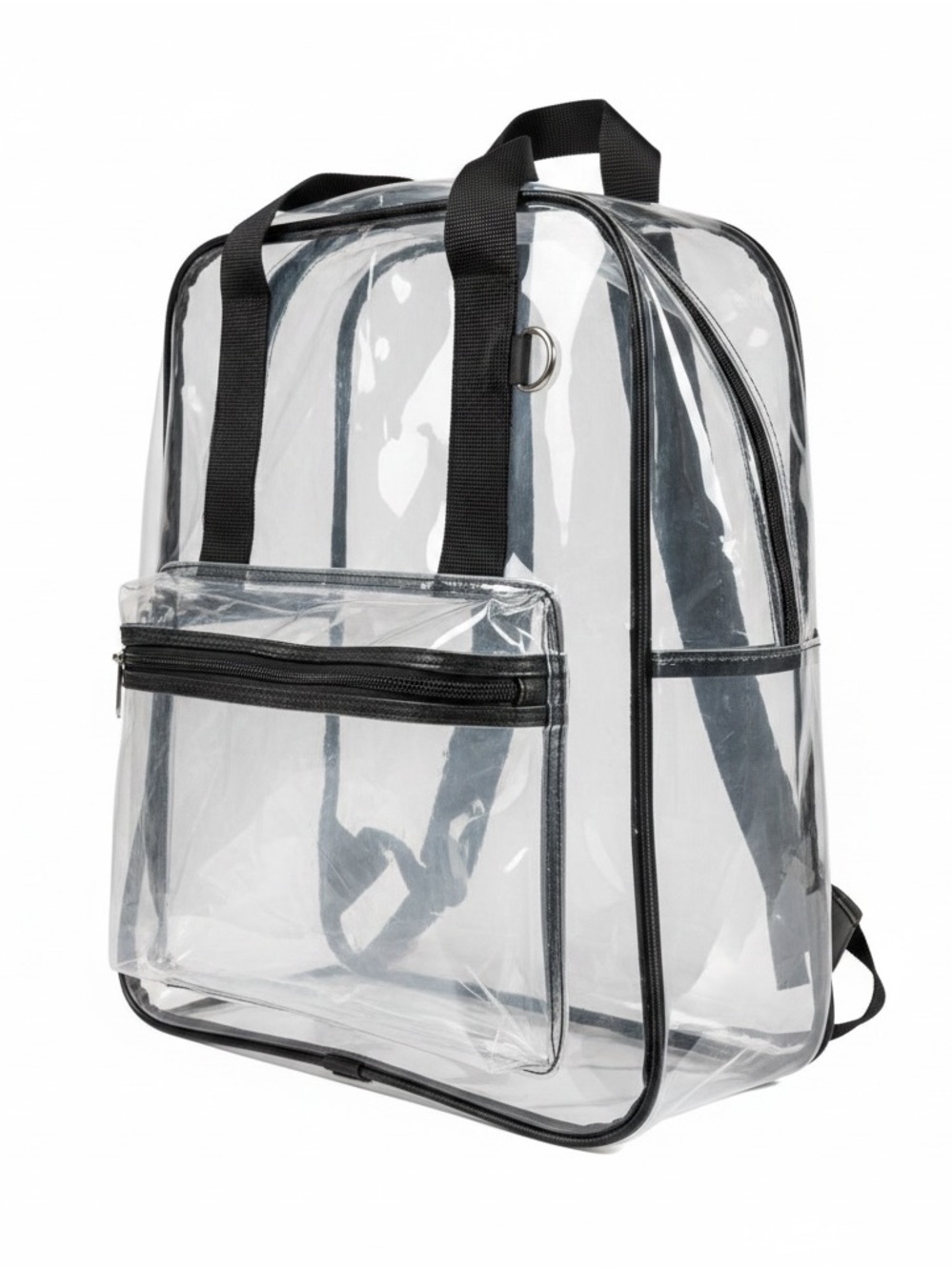 Clear PVC Backpack with Black Trim - Transparent Unisex Bag